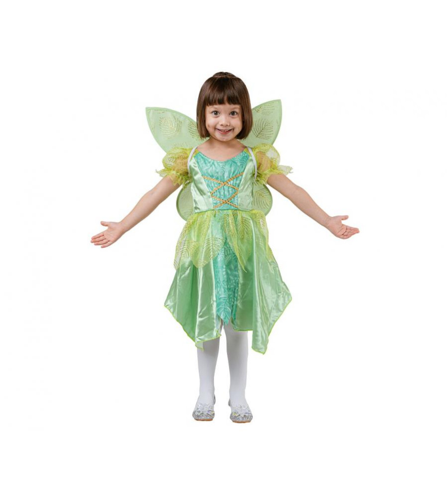 Costum carnaval Zana Verde cu aripi pentru copii, marime 92/104 cm, (3-4 Ani)