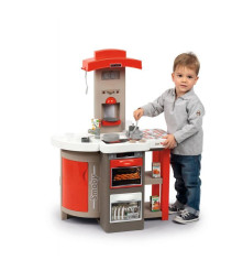 Bucatarie de jucarie Smoby din plastic cu arzator, robinet si accesorii, pilabil, rosu