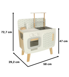 Bucătărie de jucarie retro din lemn pentru copii, LULILO, 58 cm x 72,7 cm x 29,2 cm