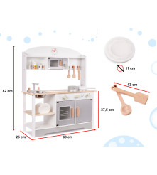 Bucatarie de jucarie din lemn pentru copii, mdf, cu accesorii moderne, 82cm
