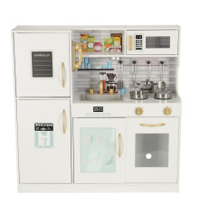 Bucatarie de jucarie din lemn pentru copii, cu frigider, 80 cm x 24 cm x 80 cm