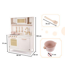 Bucatarie de jucarie retro, din lemn, pentru copii, cu accesorii, Boho, 100cm