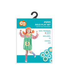 Costum carnaval Pippi pentru copii, marime 120/130 cm, (7-9 Ani)