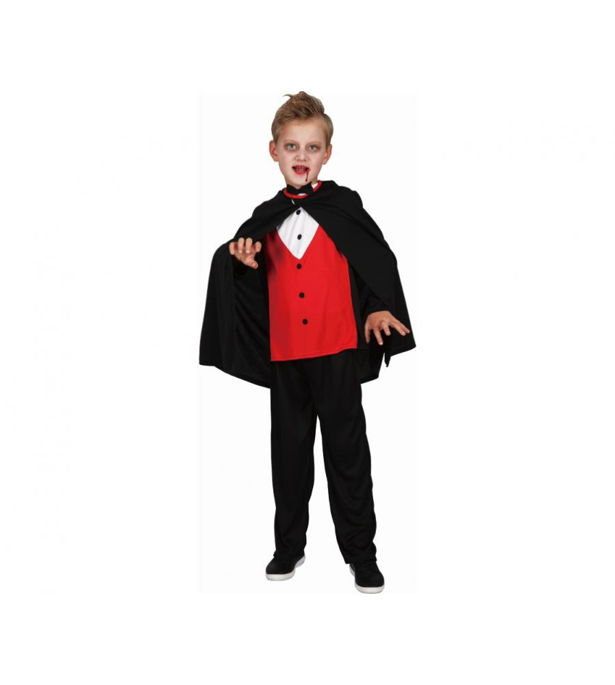 Costum carnaval Gotic Vampir pentru copii cu pelerina si bluza, 8 - 10 ani (130/140 cm)