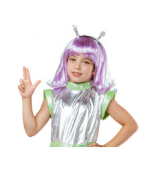 Costum carnaval Silver Alien pentru copii, marime 110/120 cm (4 - 6 ani)