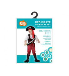 Costum carnaval Pirat Rosu pentru copii, marime 120/130 cm ( 6-8 ani)