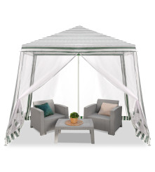 Cort pavilion usor de montat, cu plasa de tantari, alb-verde, 2,4X2,4m