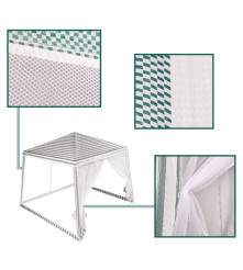 Cort pavilion usor de montat, cu plasa de tantari, alb-verde, 2,4X2,4m