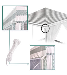 Cort pavilion usor de montat, cu plasa de tantari, alb-verde, 2,4X2,4m