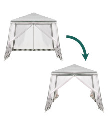 Cort pavilion usor de montat, cu plasa de tantari, alb-verde, 2,4X2,4m