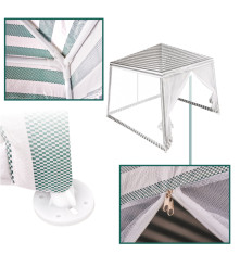 Cort pavilion usor de montat, cu plasa de tantari, alb-verde, 2,4X2,4m