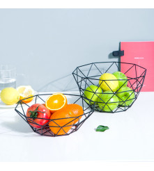 Cos de fructe din sarma, decorativa, neagra