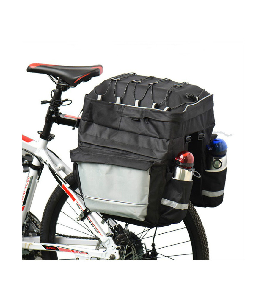 Geanta pentru bicicleta, cu elemente reflectorizante, benzi elastice pentru atasarea bagajelor suplimentare, negru