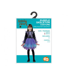 Costum carnaval Schelet pentru fete, mov, marime 130/140 cm ( 8-10 ani)