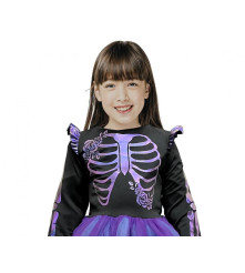 Costum carnaval Schelet pentru fete, mov, marime 130/140 cm ( 8-10 ani)