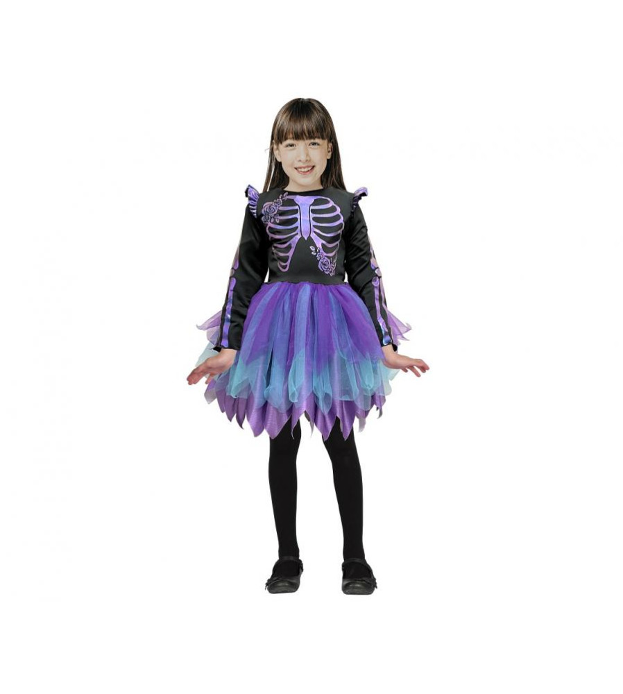 Costum carnaval Schelet pentru fete, mov, marime 130/140 cm ( 8-10 ani)