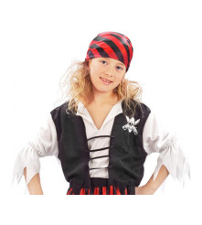 Costum carnaval Pirat cu dungi pentru fete, marime 130/140 cm (8-10 ani)