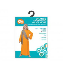 Costum carnaval Pastor pentru copii cu halat, esarfa si batic, 9-10 ani (130/140 cm)