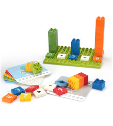 Set de 56 blocuri de constructie educative cu cartonase pentru invatarea numerelor