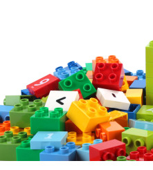 Set de 56 blocuri de constructie educative cu cartonase pentru invatarea numerelor