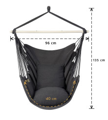 Hamac suspendabil stil cuib pentru interior sau exterior cu kit de ansamblare, gri inchis