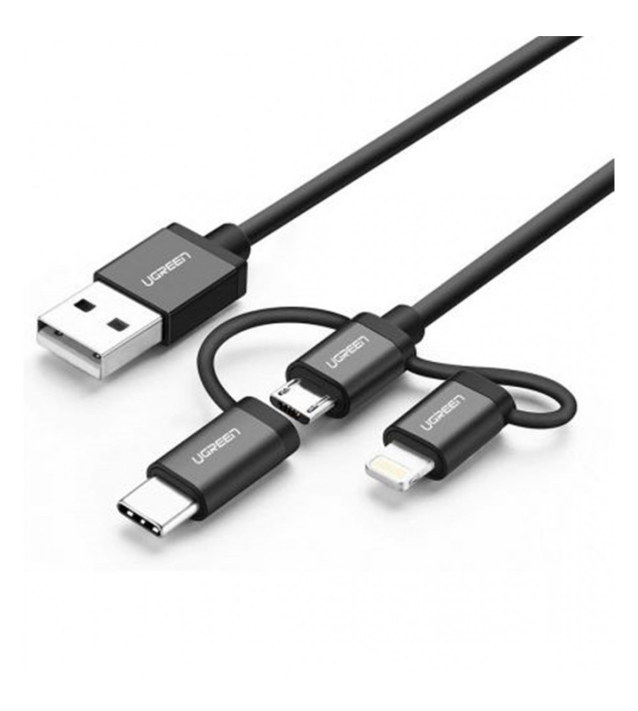 Cablu USB 2.0 A la Micro USB si Lightning+Tip C (3 in 1)
