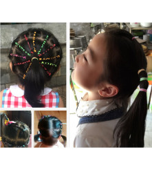 Set 600 bucati elastice de par, roz-albastru deschis, pastel, cu cutie de depozitare din plastic