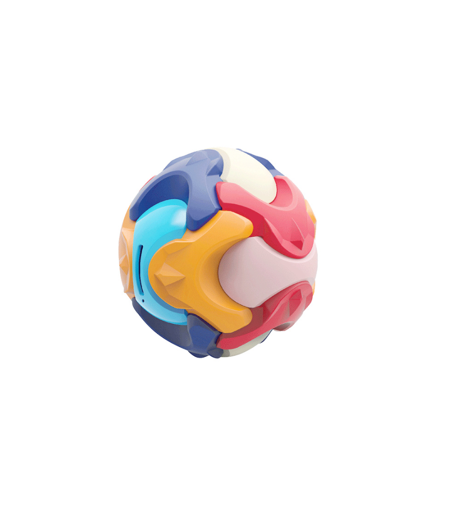 Pusculita sub forma de minge, de construit, din plastic, 16.5x16.5x16.5, multicolor