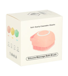Perie din silicon cu dozator de sampon pentru spalare caini sau pisici, 7,5 x 7,5 cm, culoare albastru