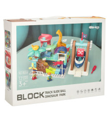 Set 121 blocuri creative de constructie, parc de dinozauri cu pista de bile, Bibi-Inn, multicolor
