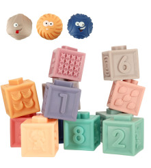 Set 15 blocuri, mingi senzoriale educative, moi din silicon, multicolor