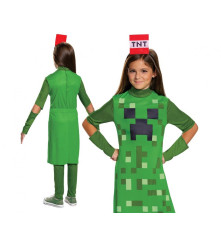 Costum carnaval Minecraft Creeper Classic Girl pentru copii, marime M ( 7 - 8 ani)