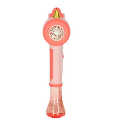 Pistol de facut baloane din sapun cu lumini si sunet, model unicorn bagheta, roz -auriu 32 cm x 14,5 cm