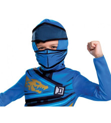 Costum carnaval Lego Ninjago albastru pentru copii 6-8 ani (120/130 cm)