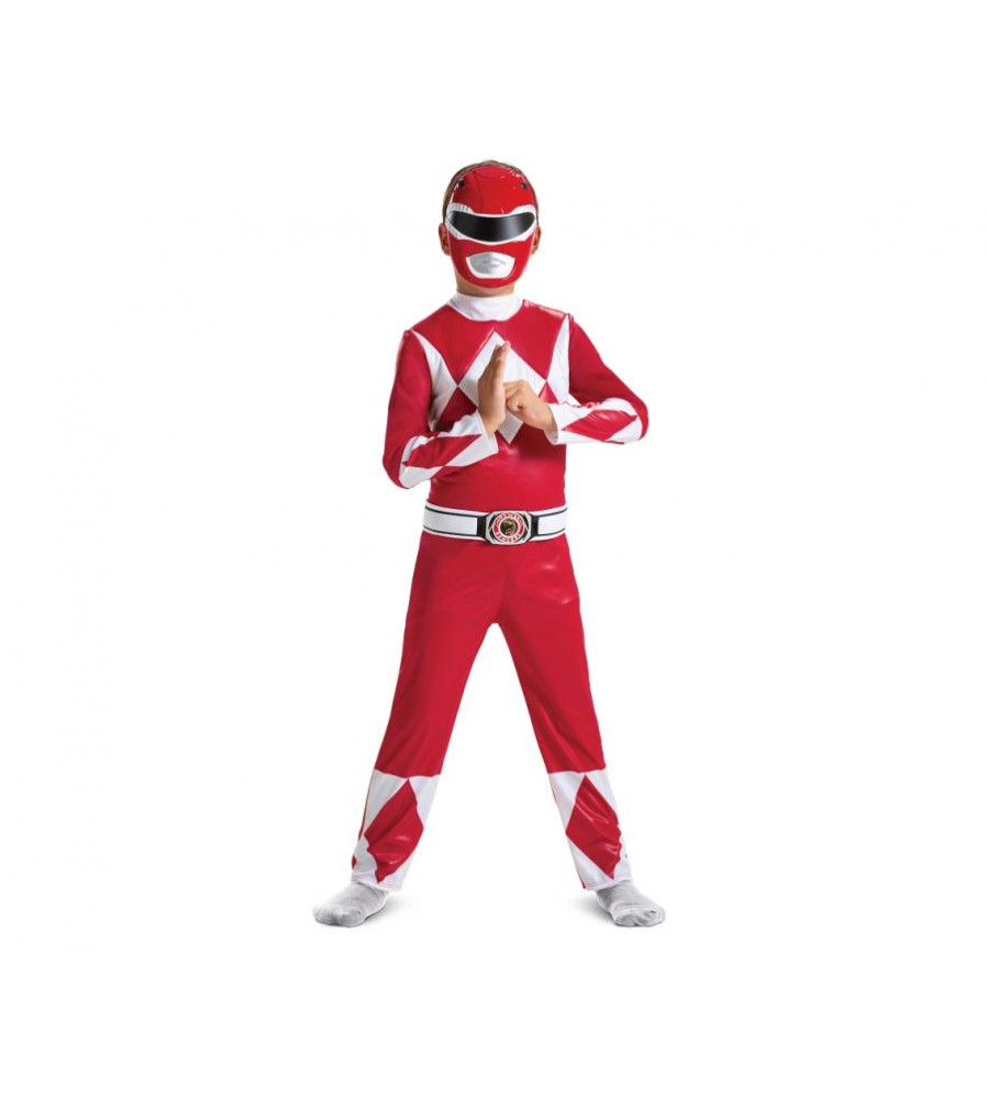 Costum carnaval Red Rangers (Power Rangers) rosu pentru copii 4-6 ani (110/120 cm)