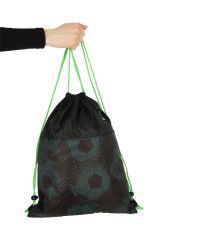 Sac Sport pentru copii Colectia St Right model Fotbal, negru - verde, 43x34cm