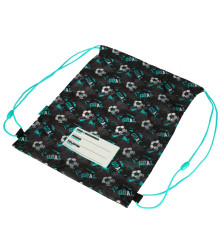 Sac Sport pentru copii Colectia St Right model Goal, negru - turcoaz, 43x34cm
