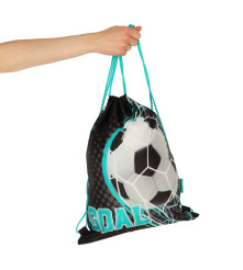 Sac Sport pentru copii Colectia St Right model Goal, negru - turcoaz, 43x34cm