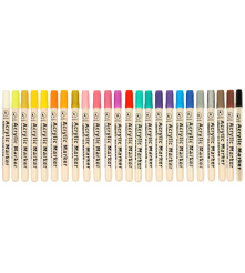 Set of 24 waterproof acrylic markers for painting on fabrics and other surfaces, multi-colored
