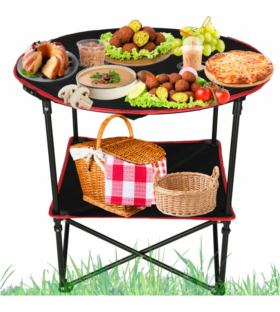 Masa de camping confortabila si pilabila, negru, 63 x 72 cm