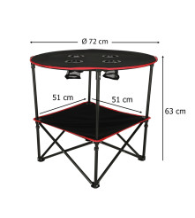 Masa de camping confortabila si pilabila, negru, 63 x 72 cm
