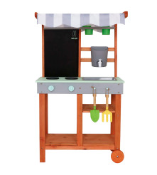Bucatarie de gradina pentru copii din lemn LULILO Sable cu roti si accesorii,  116cm
