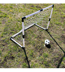 Set 2 porti de fotball 2 în 1 pentru copii cu minge si pompa,  95x48x70cm