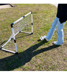 Set 2 porti de fotball 2 în 1 pentru copii cu minge si pompa,  95x48x70cm