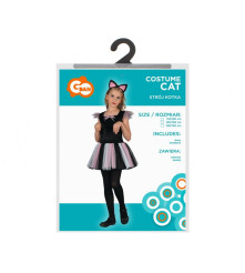 Costum carnaval pisica pentru copii cu bentita si rochie, marime 130/140 cm cm (8-10 ani)