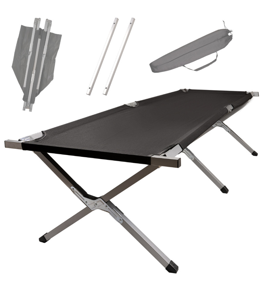 Pat de camping pliabil XXL negru 150kg
