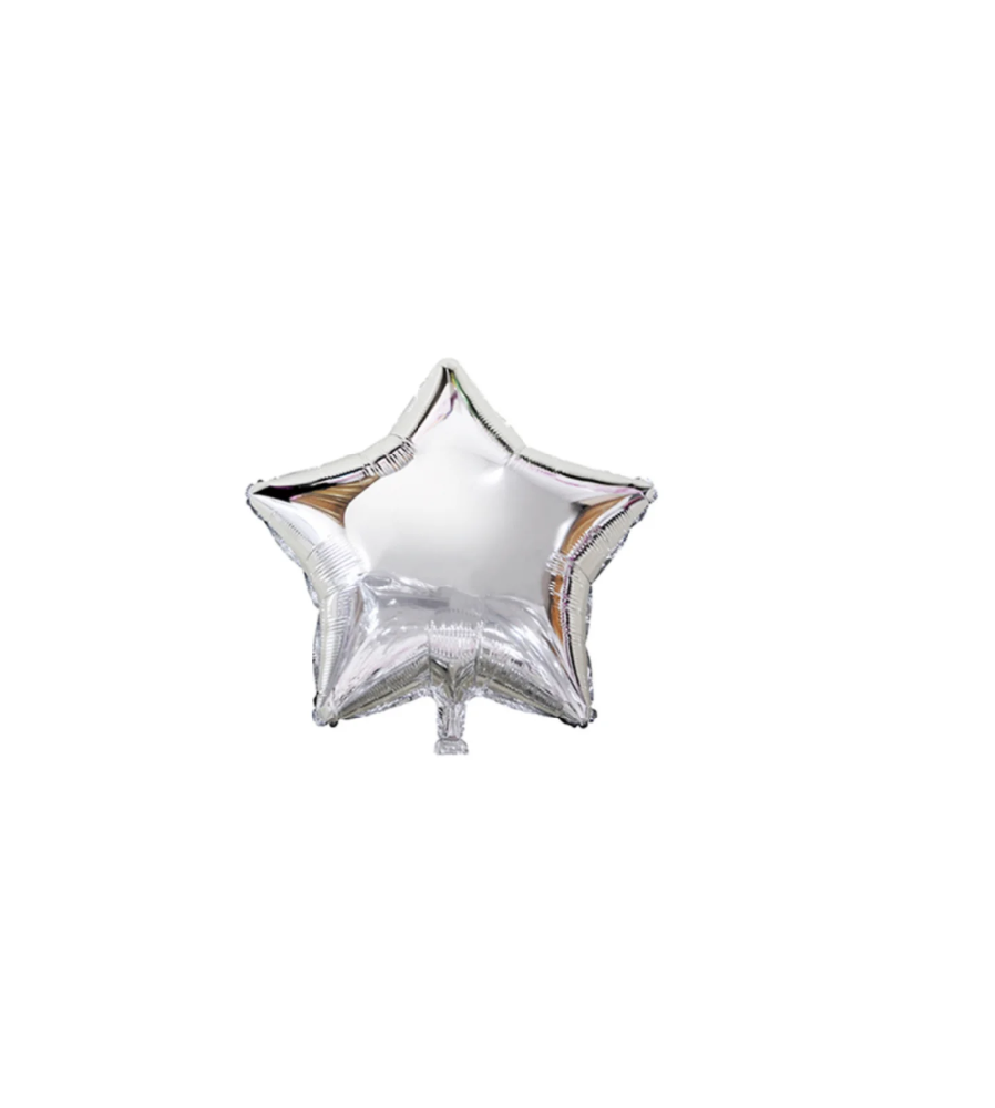 Balon din folie in forma de Stea, argintie, 45cm