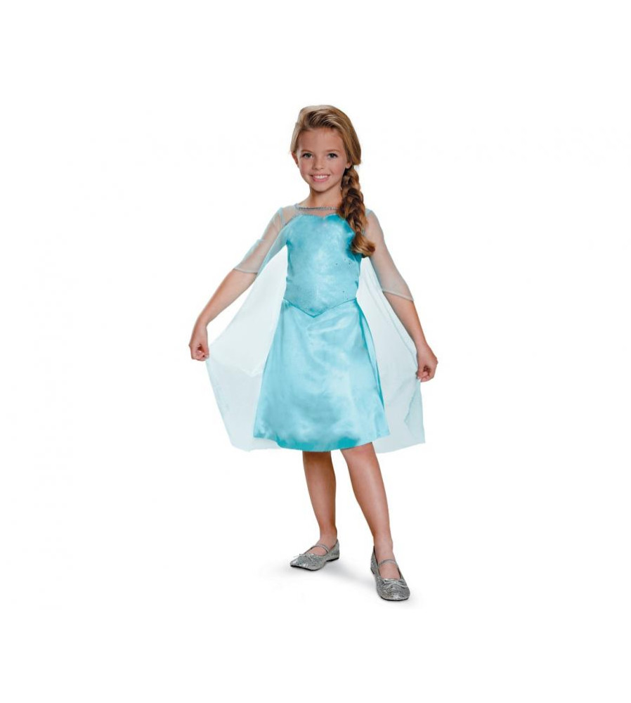 Costum carnaval Elsa Basic Plus - Frozen pentru copii, albastru, marime M (7-8 ani)