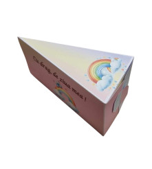 Cutie in forma de felie tort din carton de 160 gr model Curcubeu 12 x 7 x 5 cm