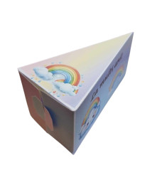 Cutie in forma de felie tort din carton de 160 gr model Curcubeu 12 x 7 x 5 cm